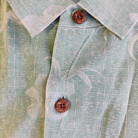 Tommy Bahama Silk Hawaiian Shirt Mens XXL Turquoise Tropical Florals Camp Beach - Picture 7 of 12